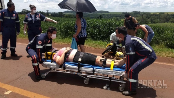 A suspeita de fratura na perna. (Foto: Portal Nova Santa Rosa)