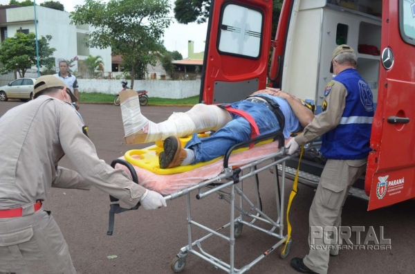 Luis Wathien de 56 anos, teve fratura exposta na perna. (Foto: Bogoni)