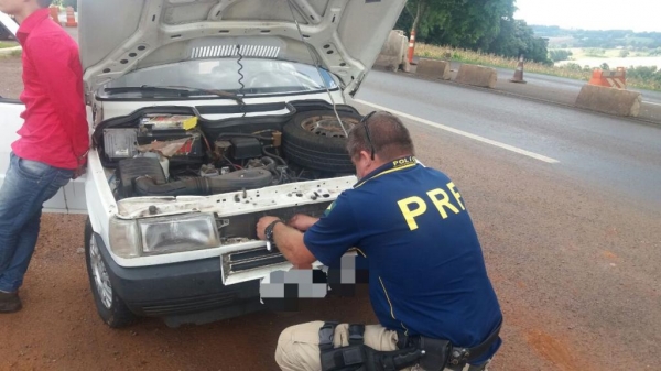 A droga após pesagem totalizou 38Kg (42 tabletes) de maconha. (Foto: PRF)