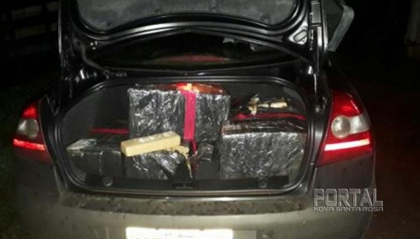 Droga foi localizada dentro de um veículo abandonado às margens da BR 158. (Foto: PM)