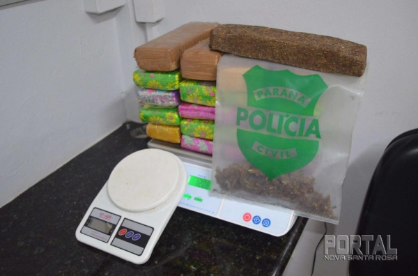 Após pesagem a droga totalizou 12.3 Kg.(Foto: Bogoni)