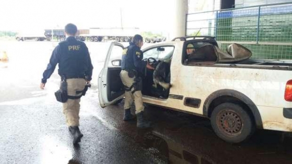 Os policiais encontraram 35 pneus trazidos do Paraguai. (Foto: PRF)