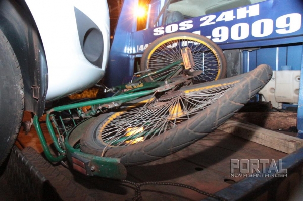 O ciclista trafegava na saída da cidade. (Foto: Portal Nova Santa Rosa)