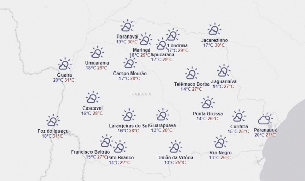 Temperaturas são elevadas nos municípios do Oeste do Paraná (Foto: Simepar )