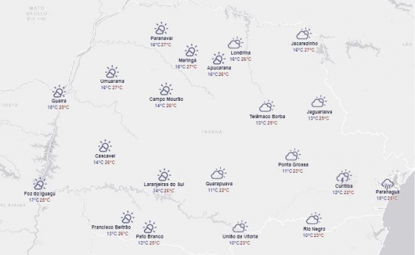 Massa de ar frio deixa temperaturas baixas nos próximos dois dias (Foto: Simepar )