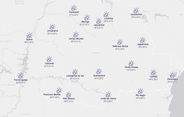 Semana começa com tempo seco e quente no Paraná (Foto: Simepar )