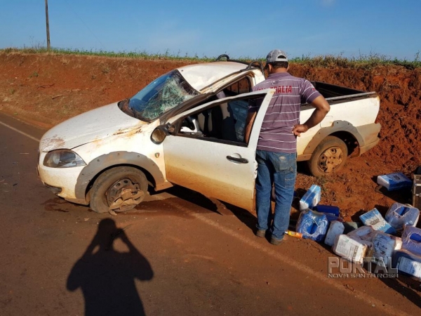 O condutor perdeu o controle da direção. (Foto: Alemão Leiteiro)
