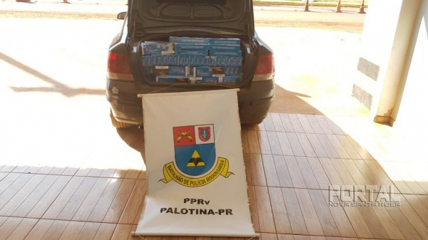 O veículo e os cigarros serão encaminhados a Receita Federal de Cascavel.(Fotos: Portal Palotina)