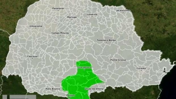 A nova massa de ar frio e estável começa a ingressar na região do Paraná. (Foto: Simepar)