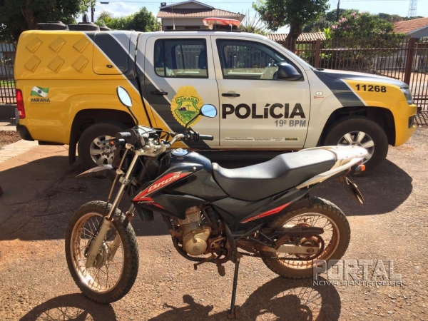 A moto foi recuperada por volta do meio dia de hoje (20). (Foto: Portal Nova Santa Rosa)