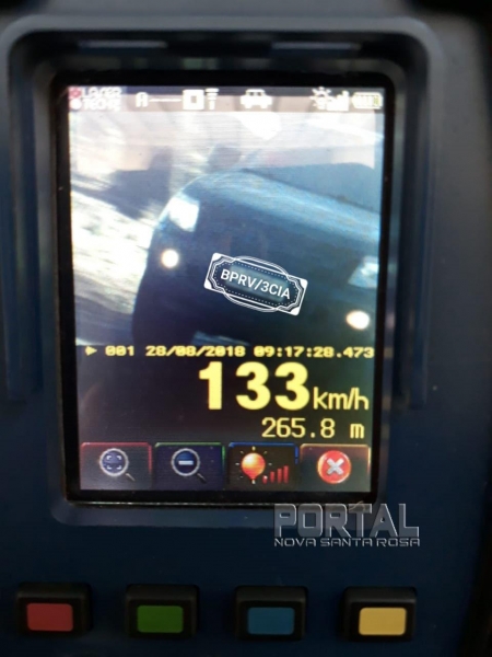 Veículo é flagrado a 133 Km/h na rodovia próximo a Novo Sarandi. (Foto:PRE)