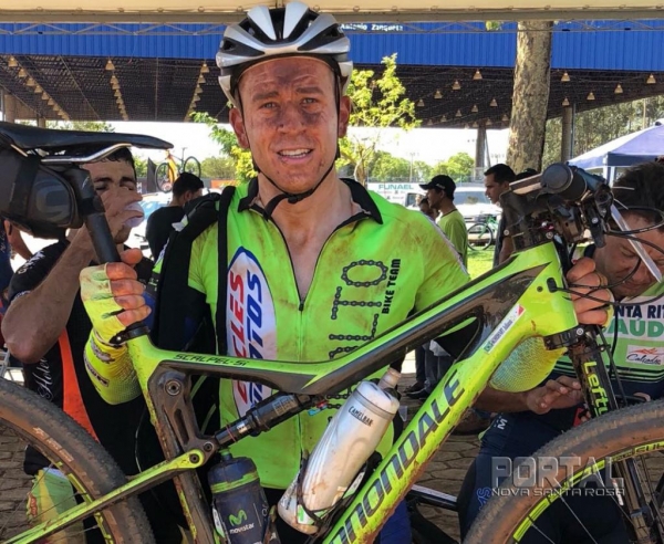 Juliano da Cicles, atleta de Nova Santa Rosa participou da prova dos 150 KM neste sábado e ficou com o tempo de 5h22min. (Foto: Portal Nova Santa Rosa)