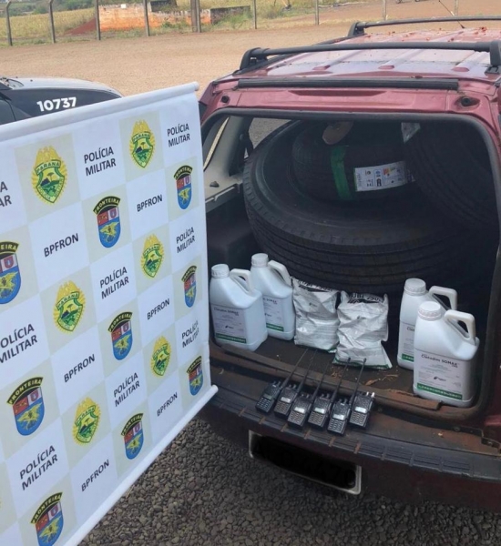 Veículo e contrabando apreendidos foram encaminhados aos procedimentos legais cabíveis.(Foto: BPFro)