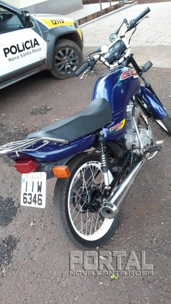 A motocicleta foi apreendida. (Foto: Portal Nova Santa Rosa)