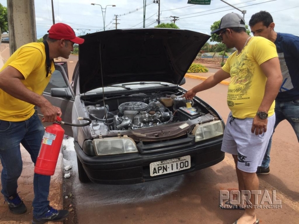 Rapidamente o fogo foi contido. (Fotos: Portal Nova Santa Rosa)