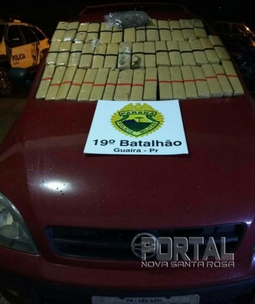 A droga e o veículo foram apreendidos. (Foto: PM)