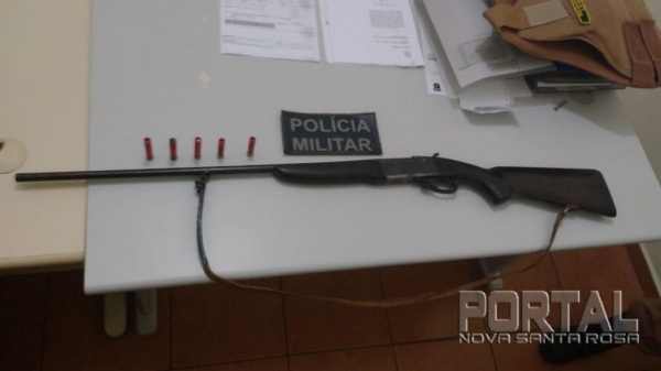 A espingarda é da marca ABC cal. 36 (Foto: PM)