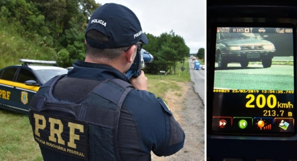 A uma velocidade de 200 km/h, um carro percorre, em apenas um segundo, uma distância superior a 55 metros.(Foto: PRF)