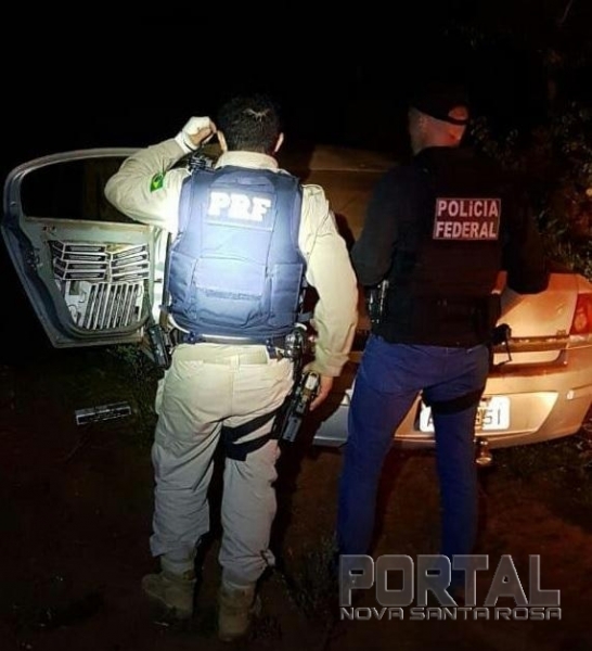 Por volta das 4 desta quinta-feira (28), agentes da PRF, PF e da FN deram ordem de parada a um comboio de três carros. (Fotos: PRF)