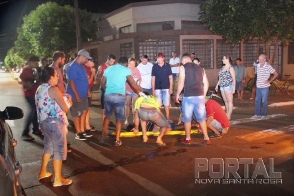 O ciclista ficou caído na via pública. (Foto: Portal Nova Santa Rosa)