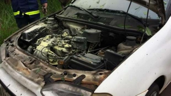 O fogo atingiu a parte do motor (Foto: CATVE )