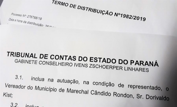 Despacho do TCE-PR foi emitido no dia 24 de maio (Foto: Reprodução )