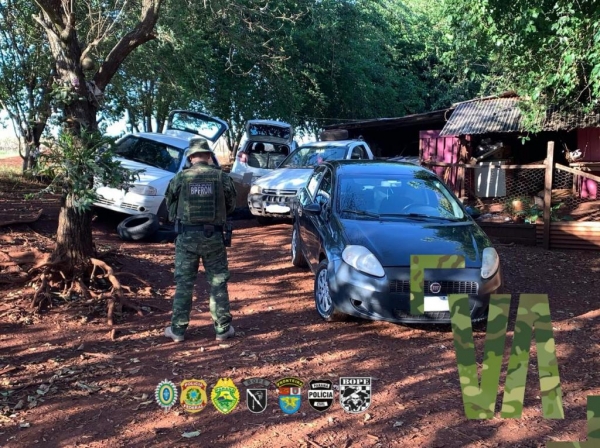 Ao todo, nove carros foram apreendidos no local, todos carregados com volumes de contrabando. (Fotos: Divulgação)