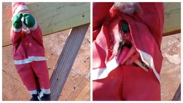 Papai Noel estava recheado com pinos de cocaína — Foto: Guarda Municipal de Londrina