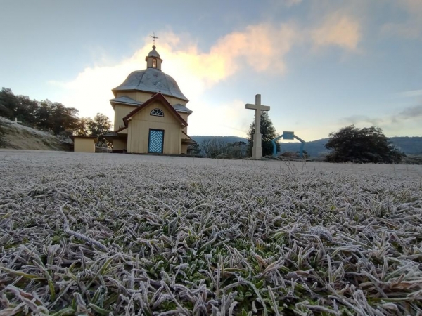 General Carneiro amanheceu com geada e registrou mínima de -7,8ºC — Foto: Oséias Silva/VC na RPC
