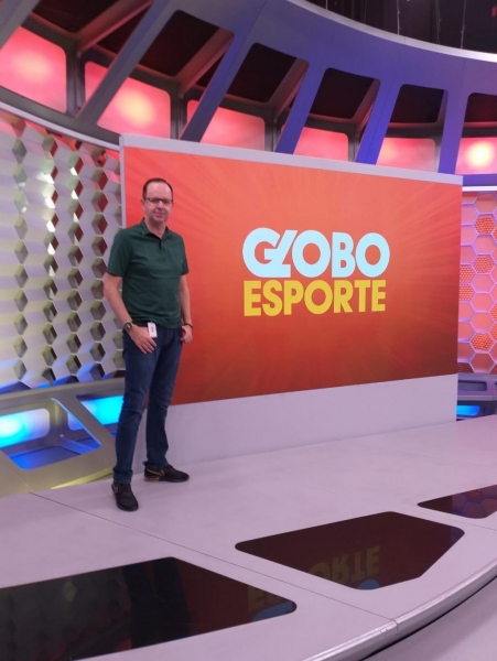 Picolo nos estúdios da Globo. (Foto: Arquivo Pessoal)