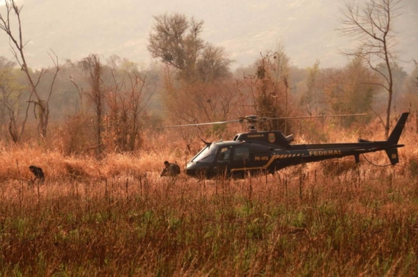 Helicóptero da PF durante operação. Foto: Divulgação Polícia Federal