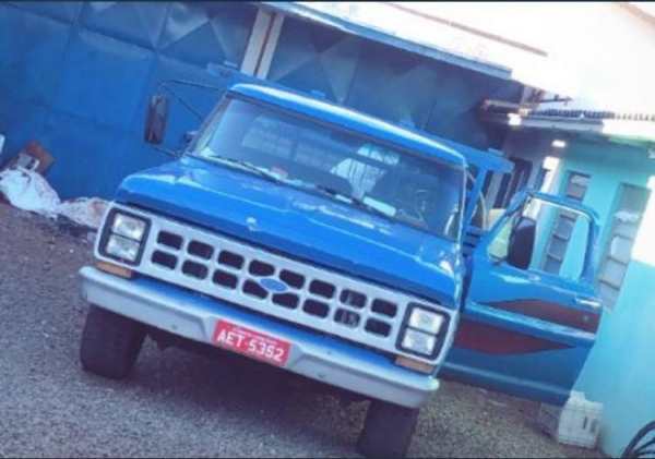 A Ford F-2000 de cor azul, ano 1983 e tem placas AET-5352 (Foto: Divulgação)