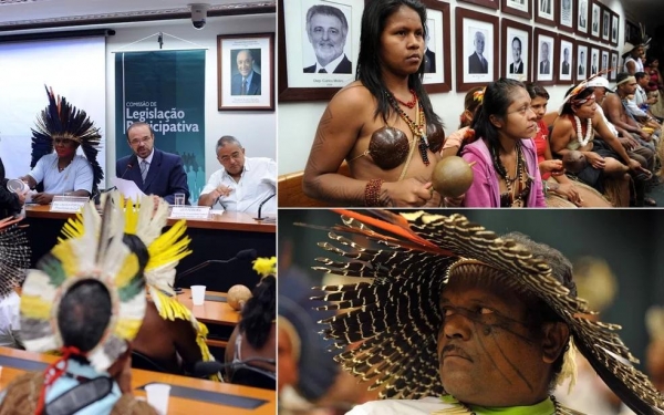 Cerca de 40 índios da região oeste do Paraná participam de audiência pública na Câmara dos Deputados sobre a demarcação de terras indígenas — Foto: Lucio Bernardo Jr./Câmara dos Deputados