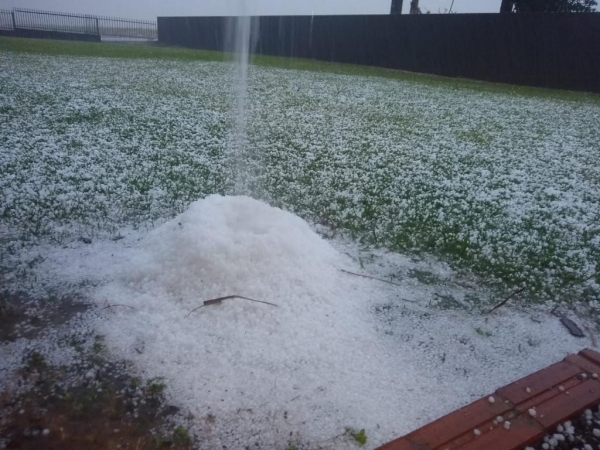 Granizo em Novo Sarandi. Foto: Arquivo Pessoal.