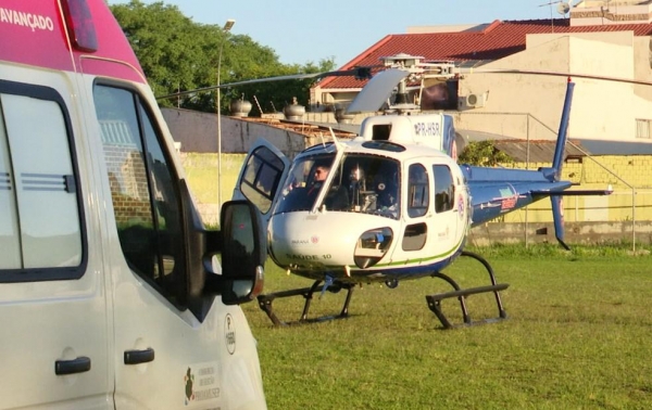 Homem é socorrido com helicóptero após levar chifrada de boi — Foto: Divulgação/Samu