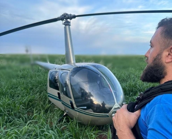 Helicóptero é apreendido pela Polícia Civil em Santa Cruz de Monte Castelo — Foto: Divulgação/ PCPR