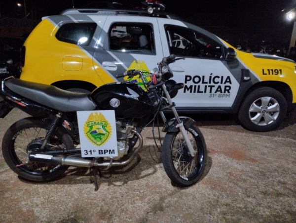 Moto apreendida. Foto PMPR