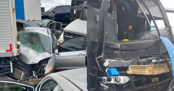 Batida na BR-277, em Balsa Nova, envolveu diversos veículos — Foto: Paulo Henrique Feliz