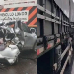 Batida na BR-277, em Balsa Nova, envolveu mais de 50 veículos — Foto: Paulo Henrique Feliz