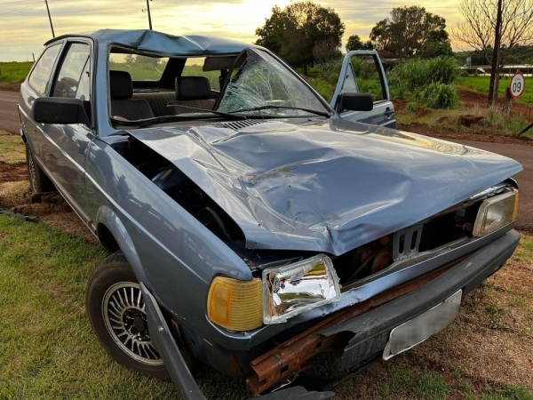 Carro onde estava motorista que atropelou ciclista no PR — Foto: Portal Nova Santa Rosa