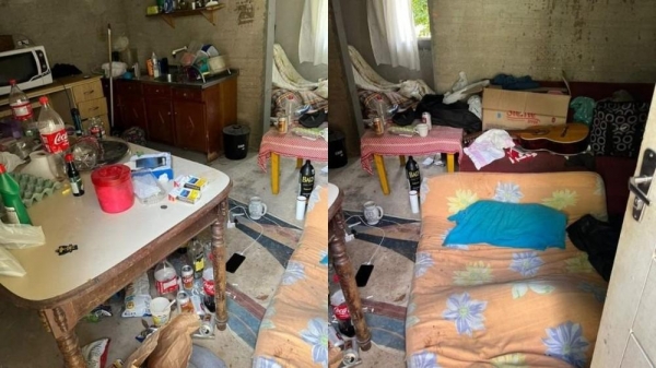 Situação do kitnet onde viviam vítima e assassino em Curitibanos — Foto: Polícia Civil/Divulgação