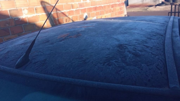 Geada em Nova Santa Rosa. Foto: Claudio da Borracharia.