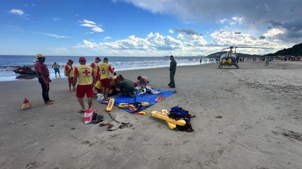 Segunda morte por afogamento é registrada na Praia Mansa de Caiobá, no Paraná. Foto: Reprodução/Ric TV
