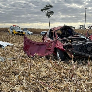 Capotamento na PR 589 em Nova Santa Rosa. Foto: Portal Nova Santa Rosa.