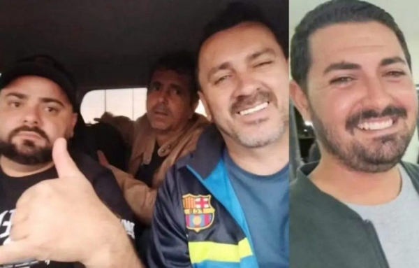 Os três paulistas, contratados pelo icaraimense (direita) para a cobrança de dívida. Foto: Divulgação,