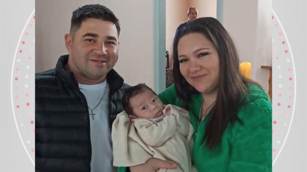 Cleverson e o filho, Nathan, morreram em um acidente que deixou Daniele ferida — Foto: Reprodução/RPC