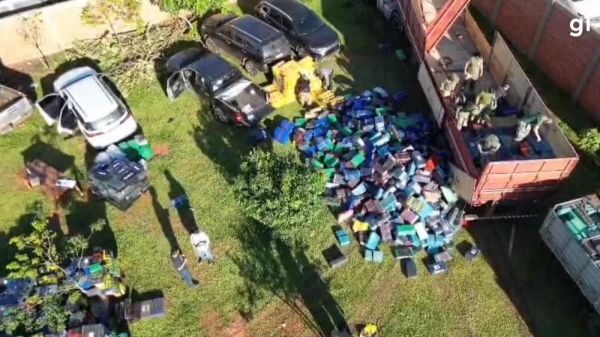 89 toneladas de maconha: droga apreendida com comboio perto do PR é recalculada e se torna a maior apreensão nas rodovias do Paraguai — Foto: Senad-PY