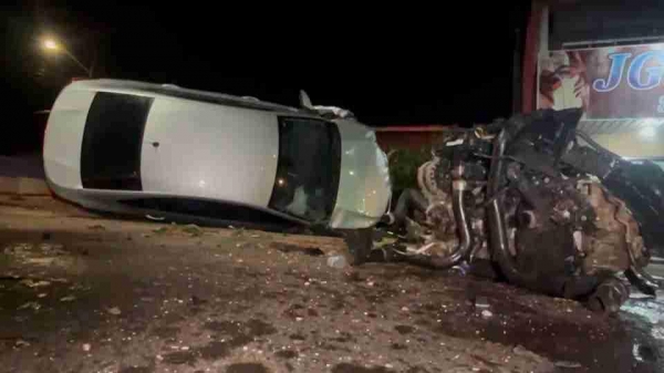 Desgovernado, o automóvel saiu da trajetória,. Foto: Catve.