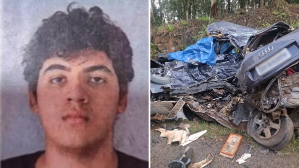Eduardo Samuel da Silva dirigia um Audi quando se envolveu em um acidente — Foto: Reprodução e Polícia Rodoviária Estadual