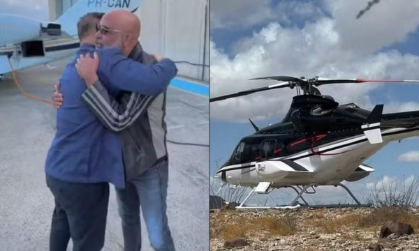 Rick postou nas redes sociais quando embarcou no voo com o empresário Bruno Avelar — Foto: Redes sociais